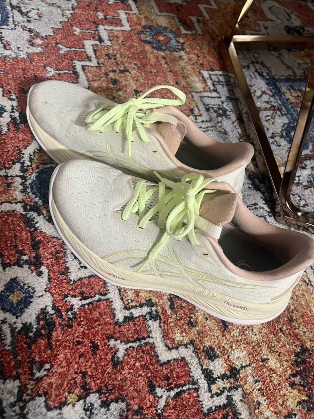 Asics Women's Cream Running Shoes with Lime Laces